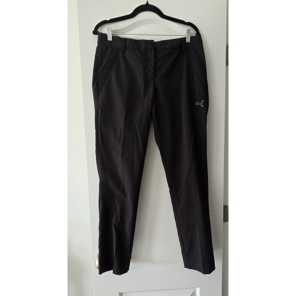 PUMA Womens Pants Size 6 Black Sport Lifestyle Slim Tapered Stretch Trousers